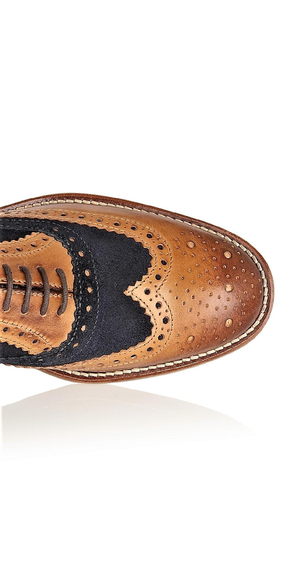 London Brogues Gatsby Junior Brogue Tan / Navy