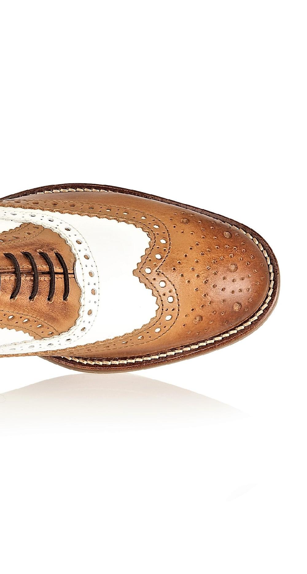 London Brogues Gatsby Junior Brogue Tan / White