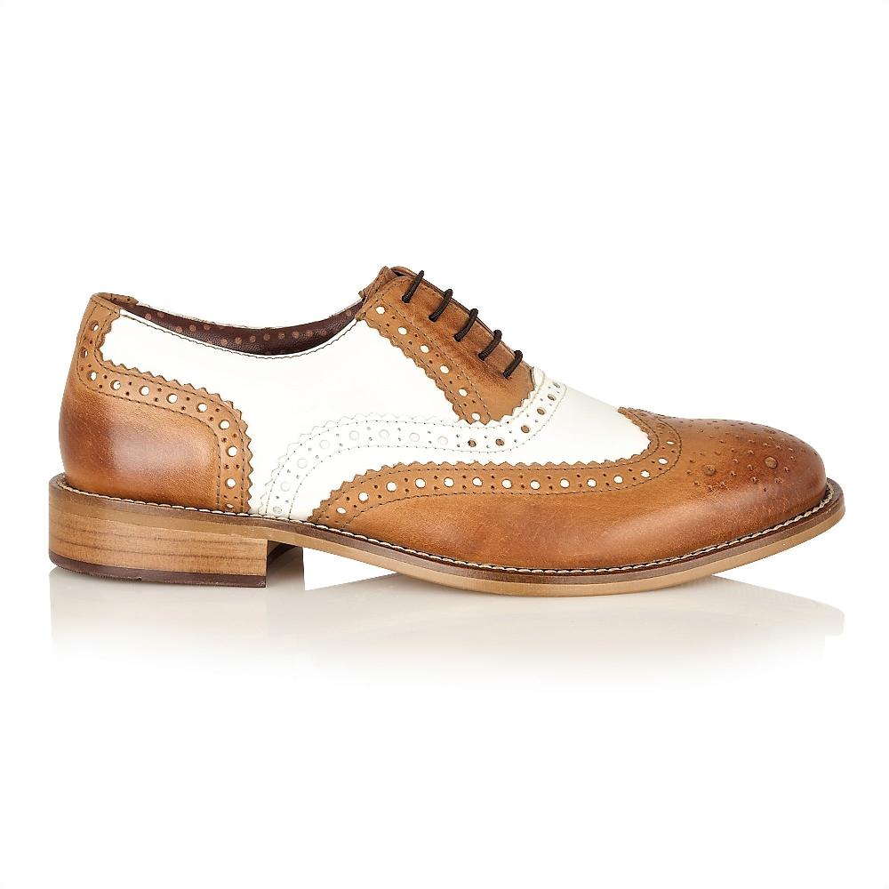 London Brogues Gatsby Junior Brogue Tan / White