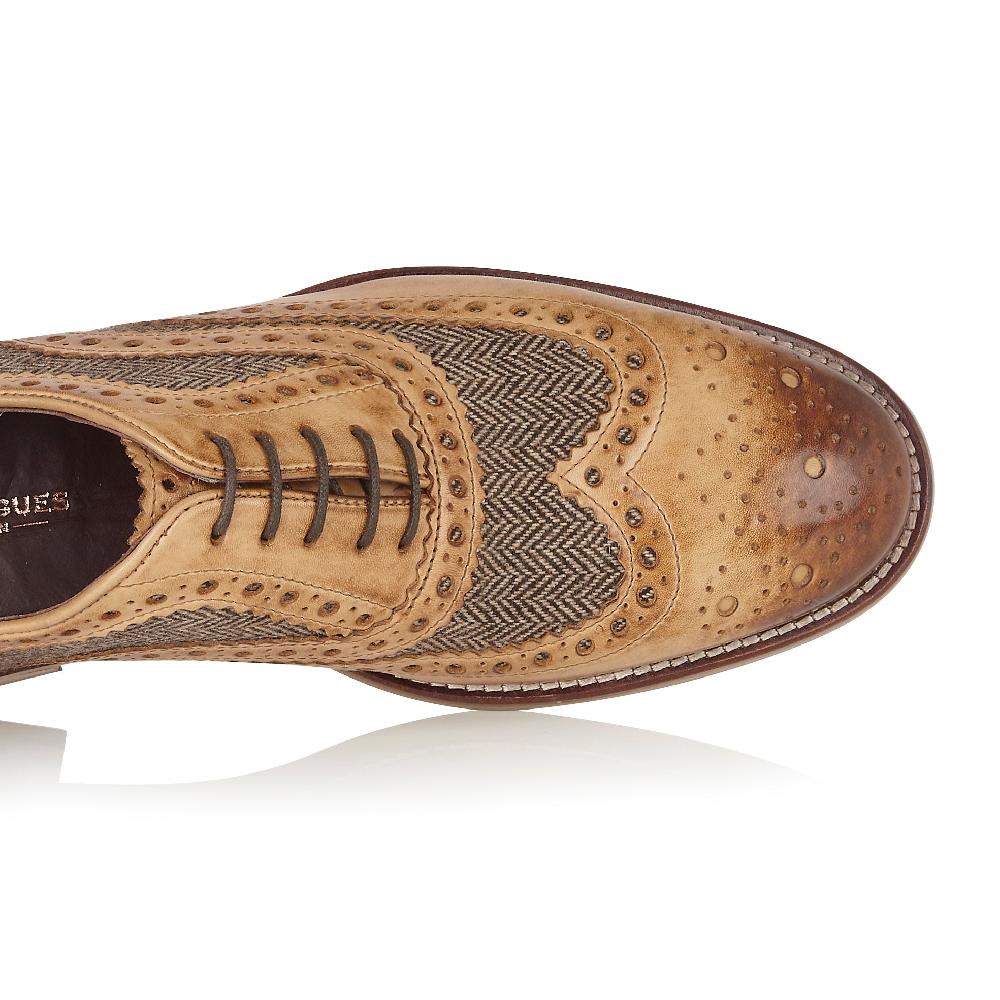 London Brogues Gatsby Leather Brogue Tan / Tweed