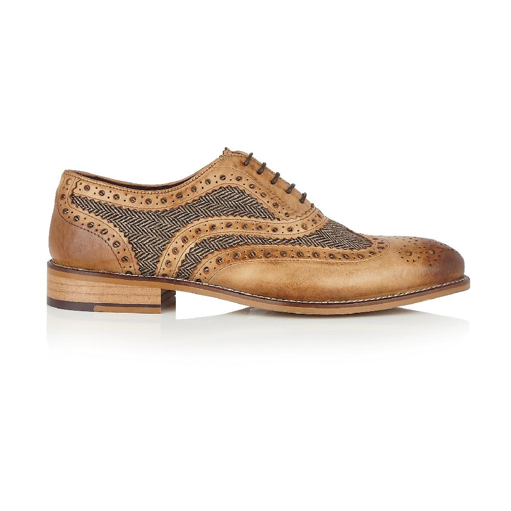 London Brogues Gatsby Leather Brogue Tan / Tweed