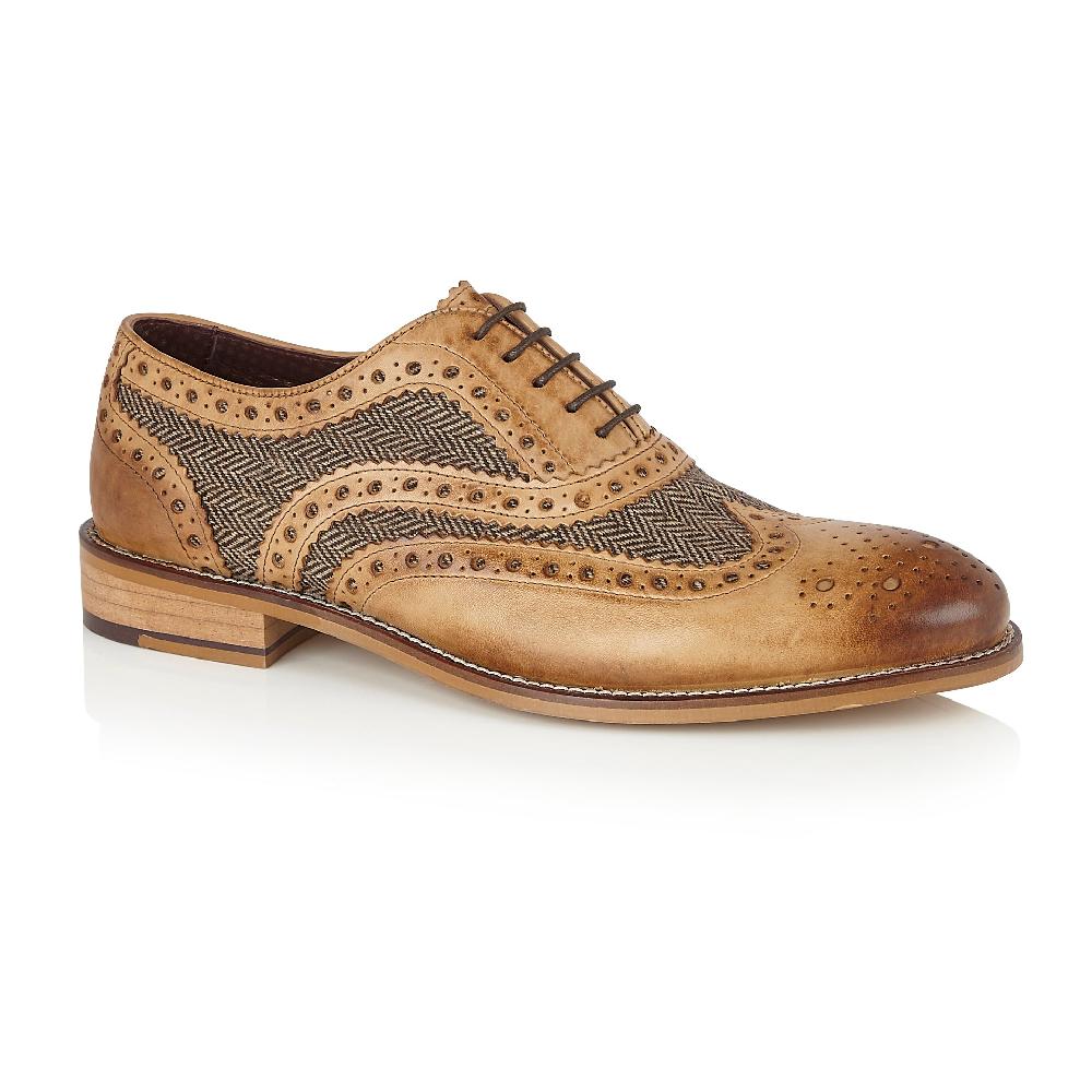 london brogues Gatsby Leather Brogue Tan / Tweed