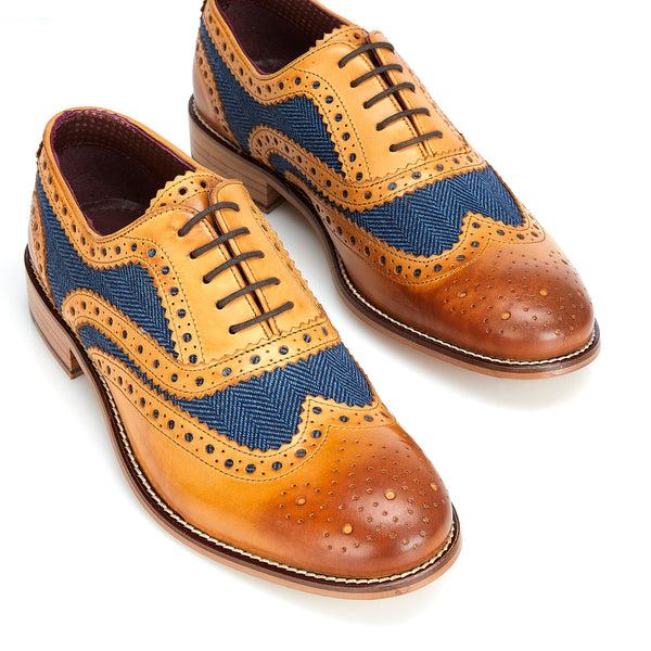 London Brogues Gatsby Tan / Blue Tweed