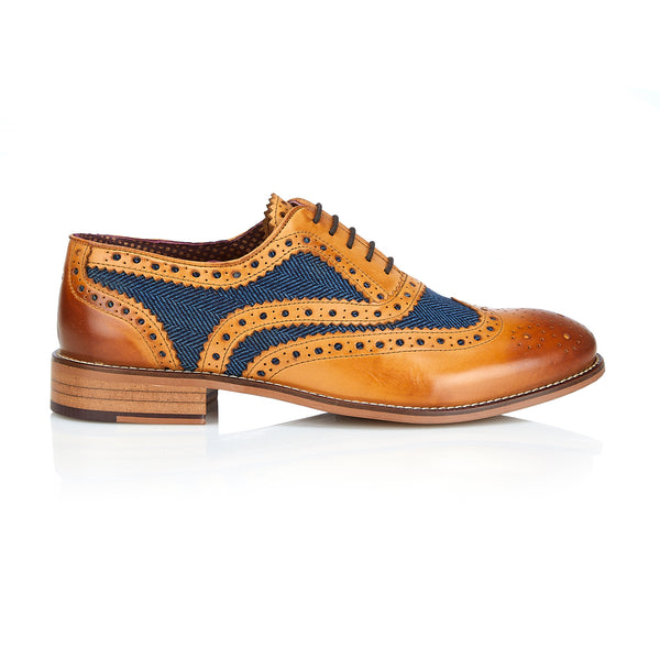 London Brogues Gatsby Tan / Blue Tweed
