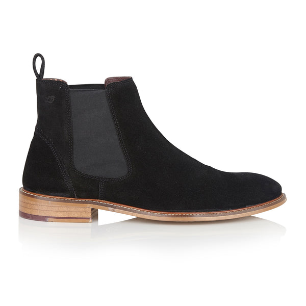 London Brogues Hamilton Suede Chelsea Boot Black