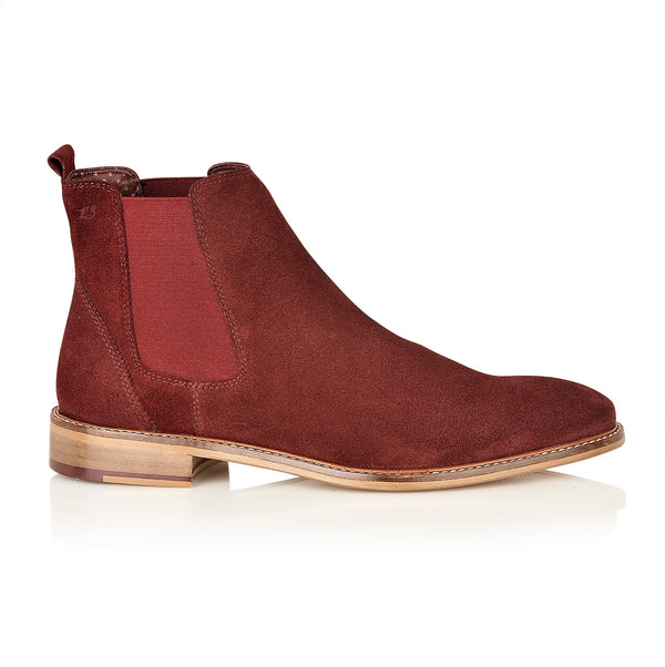 London Brogues Hamilton Suede Chelsea Boot Bordo
