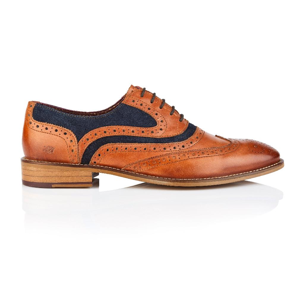 London Brogues Shelby Oxford Tan / Navy - Widefit