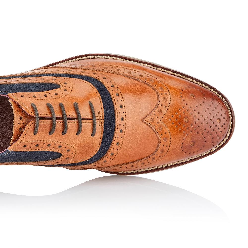 London Brogues Shelby Oxford Tan / Navy - Widefit