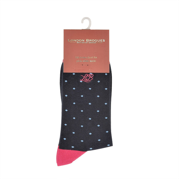London Brogues Spot Socks Navy