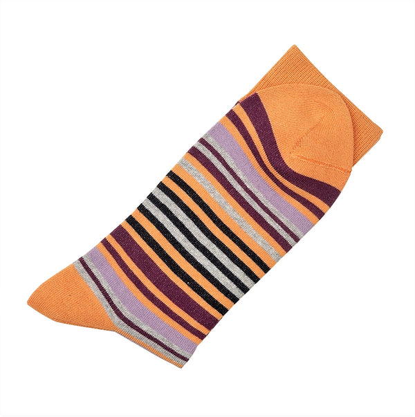 London Brogues Stripe Socks Orange
