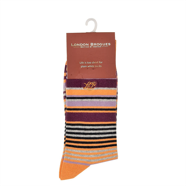 London Brogues Stripe Socks Orange
