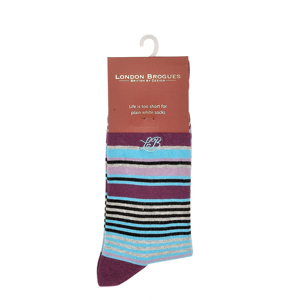 London Brogues Stripe Socks Purple