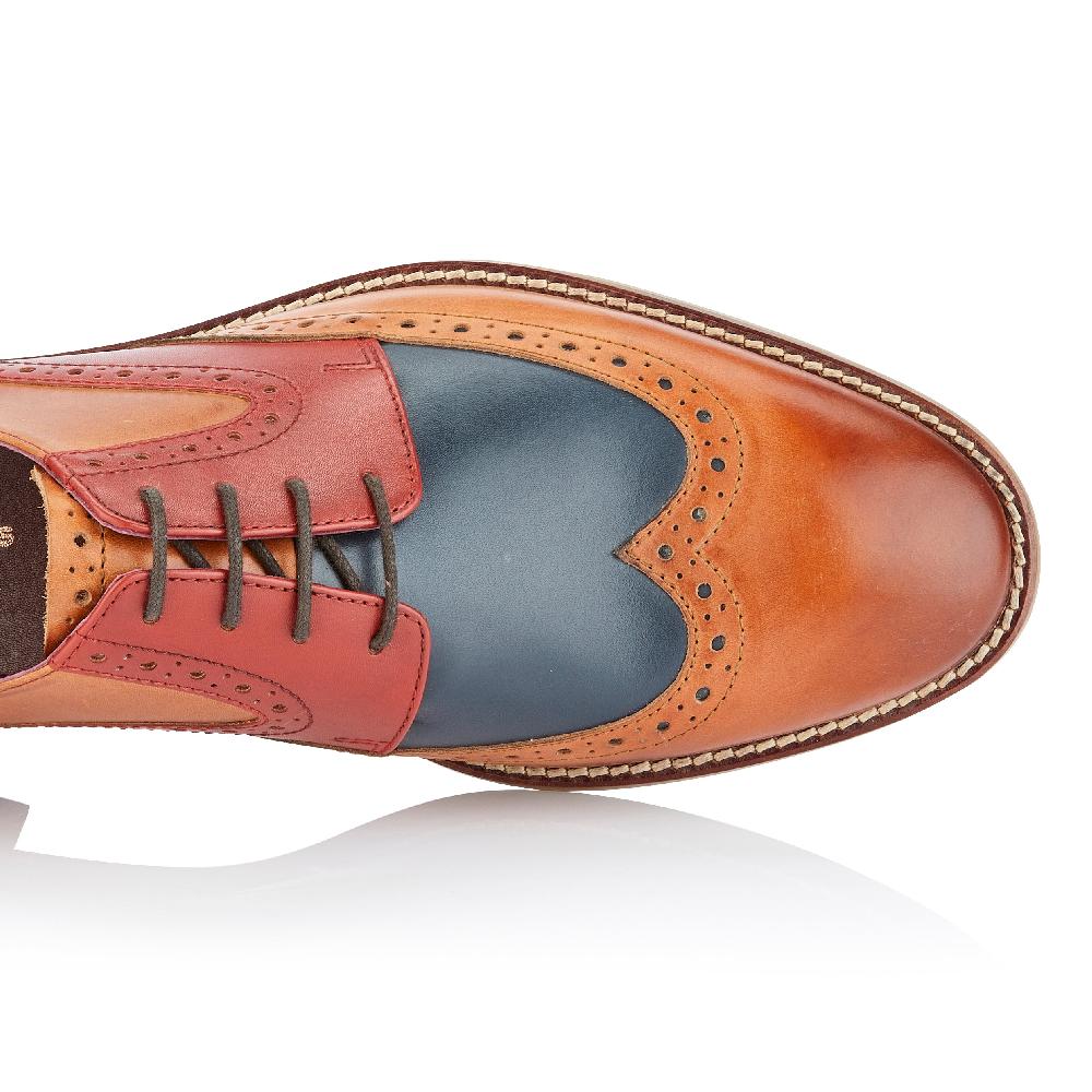 London Brogues Tommy Derby Tan / Blue / Red
