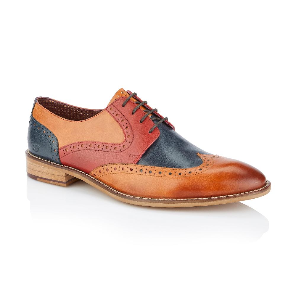 london brogues Tommy Derby Tan / Blue / Red