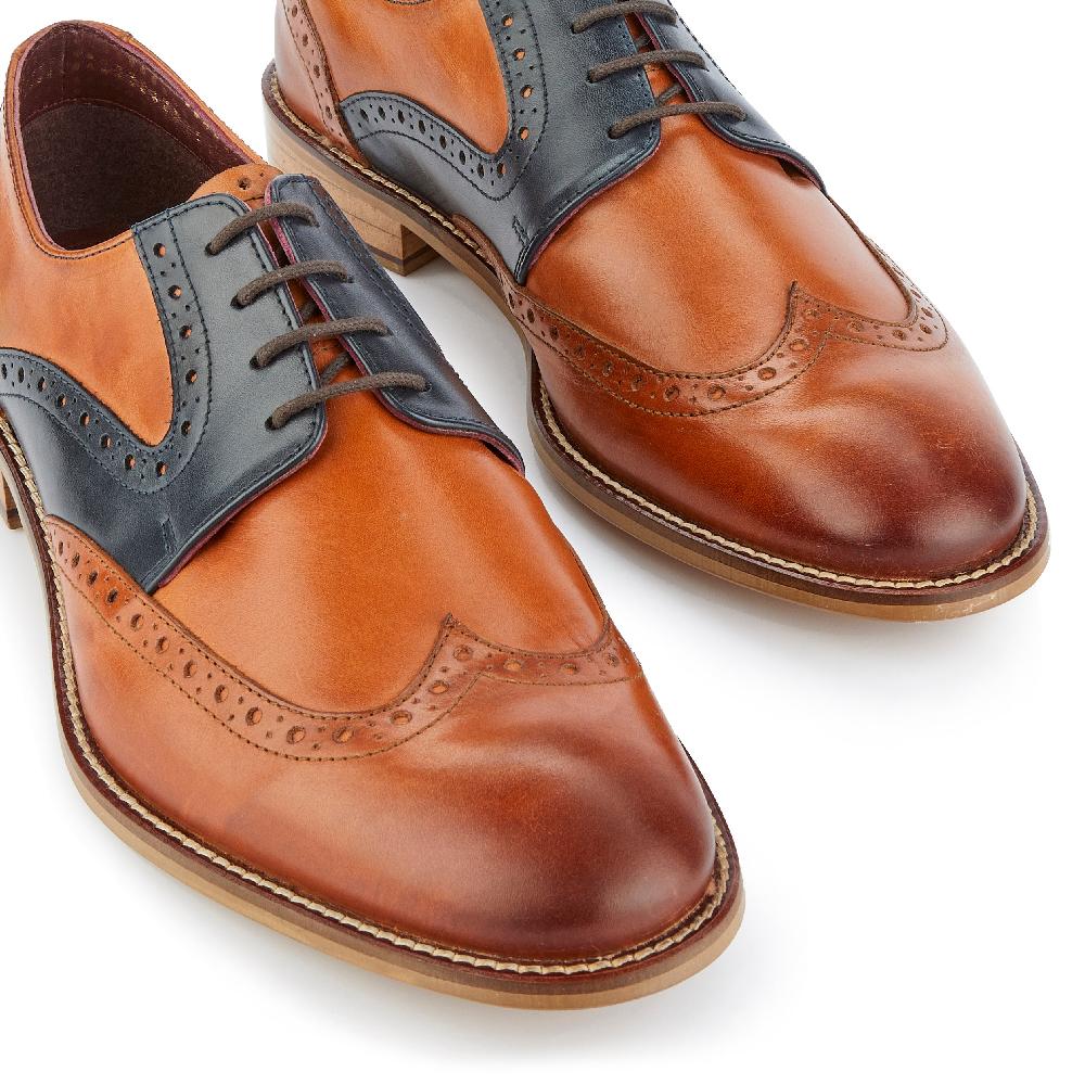 London Brogues Tommy Derby Tan / Navy