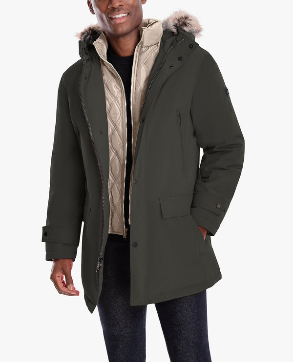 london fog ARTIC PARKA WITH HOOD AND REMOVABLE FAUX FUR TRIM