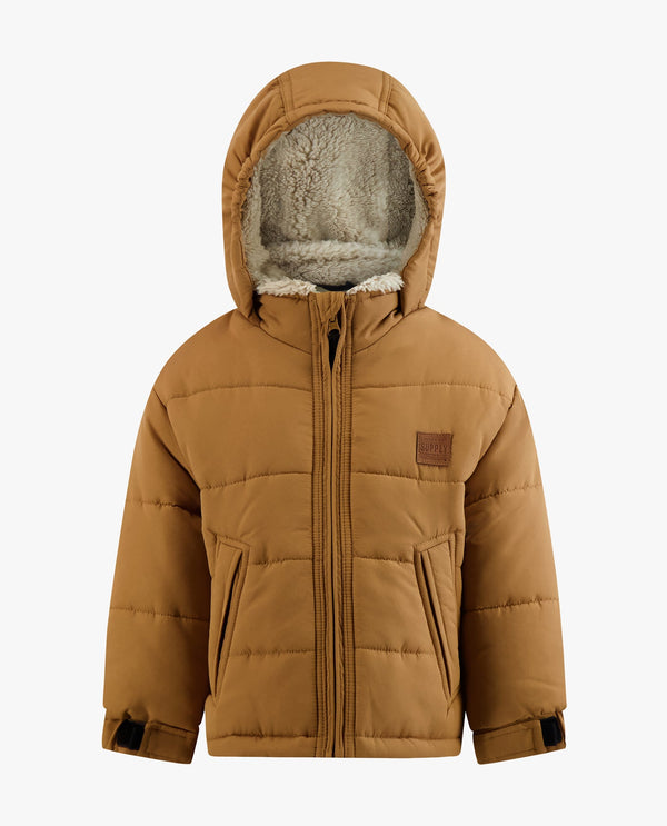 London Fog BABY BOYS ZIP-FRONT HOODED SHERPA LINED PUFFER