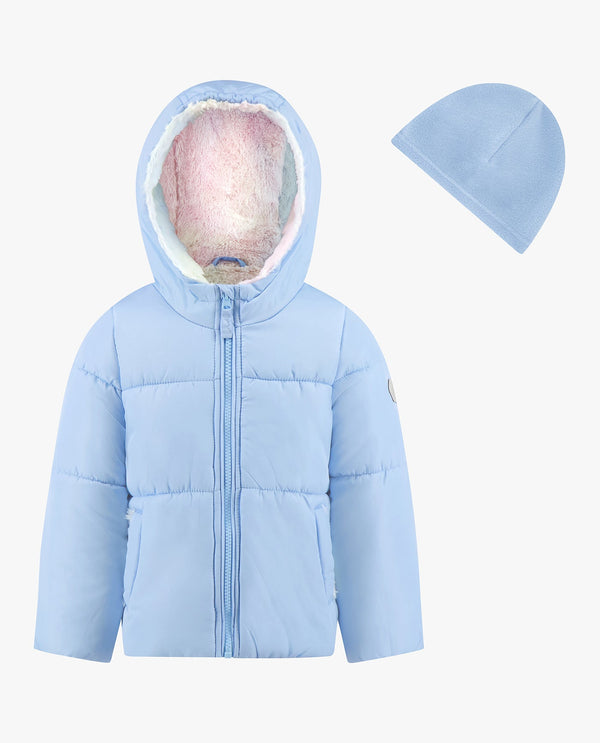 london fog BABY GIRLS ZIP-FRONT HOODED LOOSE FIT PUFFER