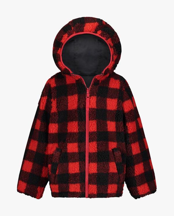 London Fog BOYS ZIP-FRONT REVERSIBLE FLEECE LINED HOODED JACKET