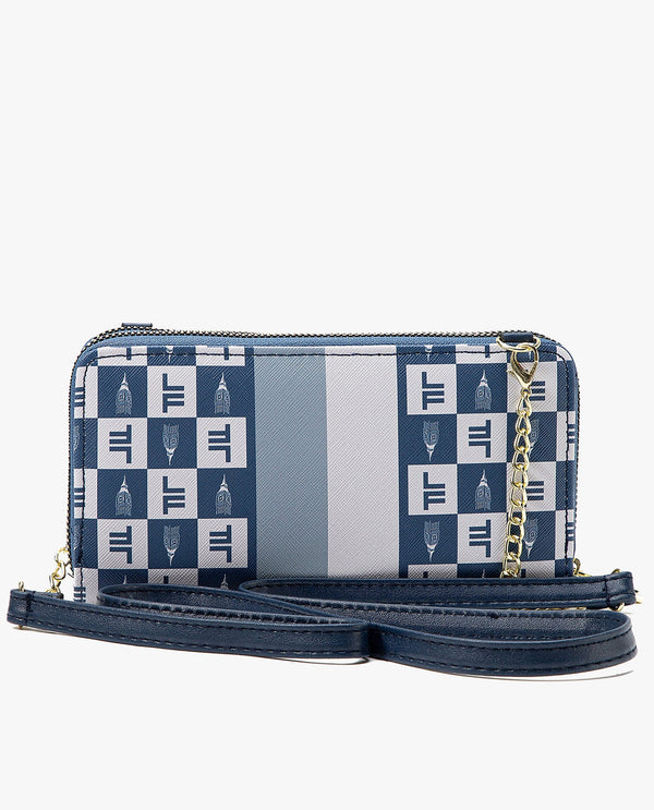 London Fog DIANA SIGNATURE DOUBLE ZIP CROSSBODY BAG AND WALLET COMBO