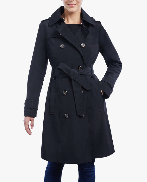 london fog DOUBLE BREASTED BUTTON FRONT TRENCH WITH BELT