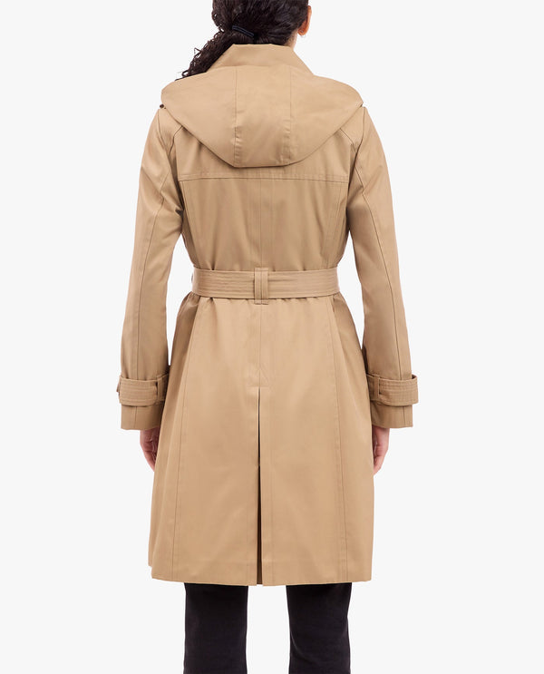 London Fog DOUBLE BREASTED TRENCH WITH BUTTON OFF HOOD
