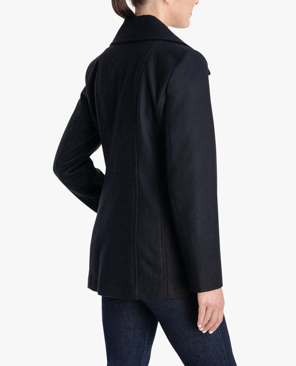 London Fog DOUBLE BREASTED PEACOAT WITH SCARF