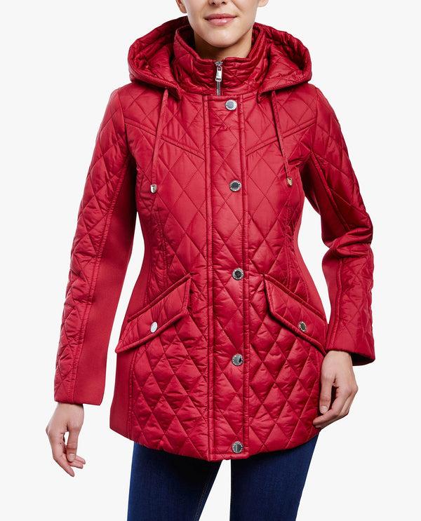 London Fog ZIP FRONT HOODED QUILTED JACKET