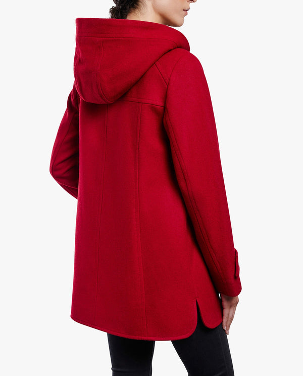 London Fog ZIP-FRONT SHERPA LINED HOOD WOOL JACKET