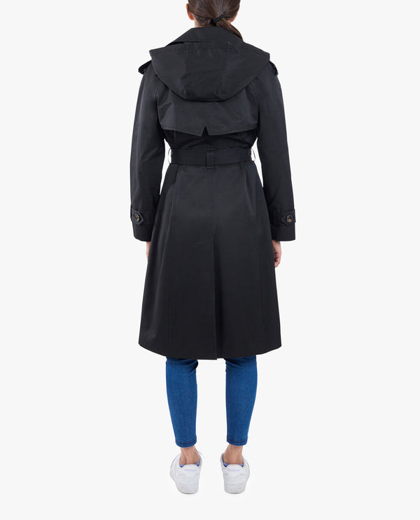 London Fog SINGLE BREASTED BELTED RAINCOAT WITH HOOD