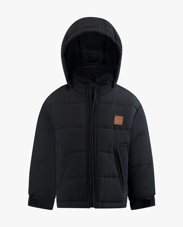 London Fog TODDLER BOYS ZIP-FRONT HOODED SHERPA LINED PUFFER