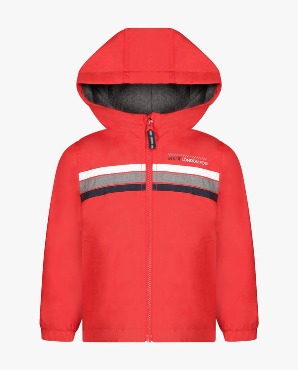 london fog TODDLER BOYS ZIP FRONT HOODED SPORTY STRIPE RAINCOAT