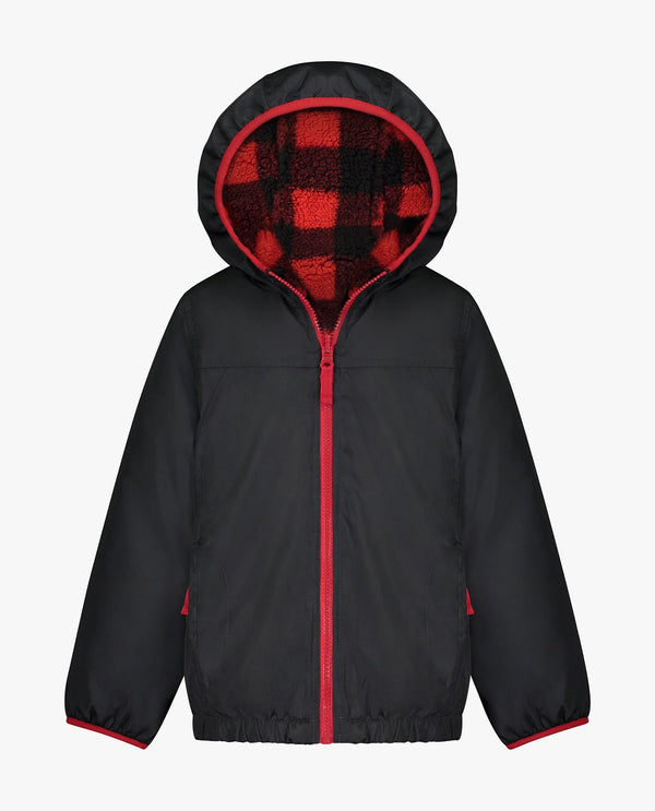 london fog TODDLER BOYS ZIP-FRONT REVERSIBLE FLEECE LINED HOODED JACKET