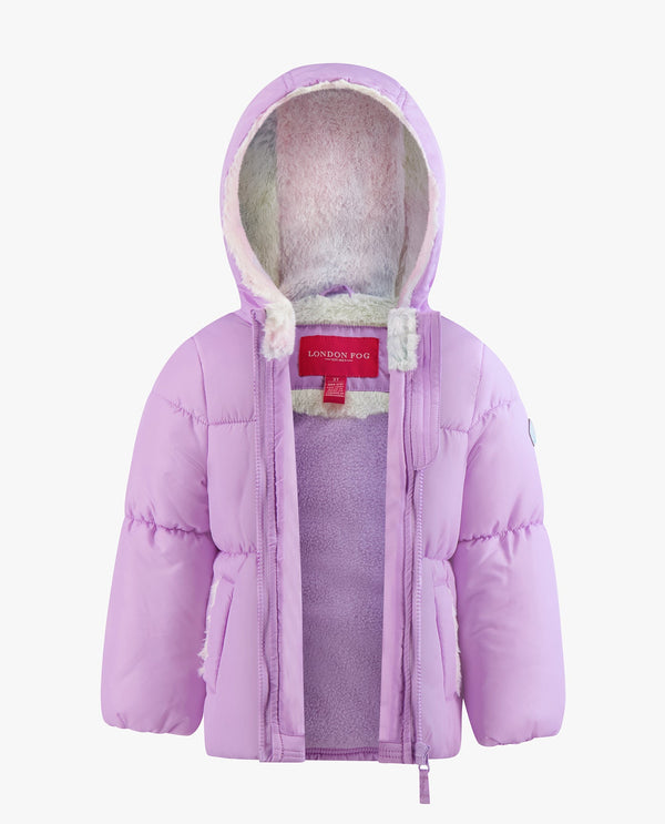 London Fog TODDLER GIRLS ZIP-FRONT HOODED LOOSE FIT PUFFER