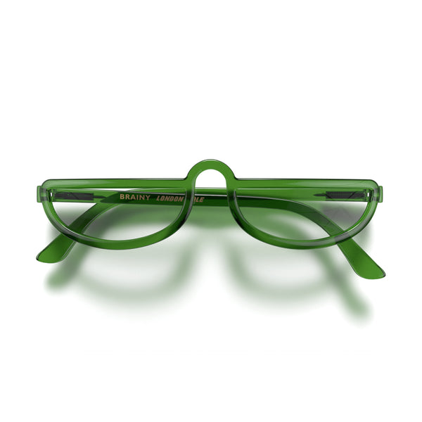 london mole Brainy reading glasses in gloss transparent green