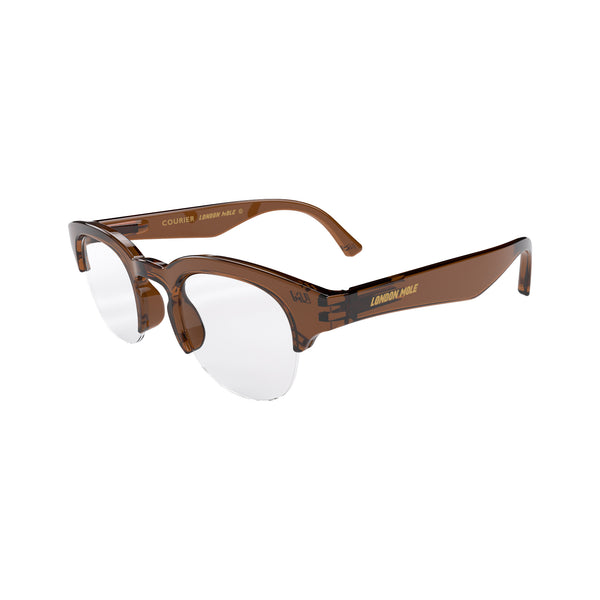 London Mole Courier Reading Glasses In Gloss Transparent Brown