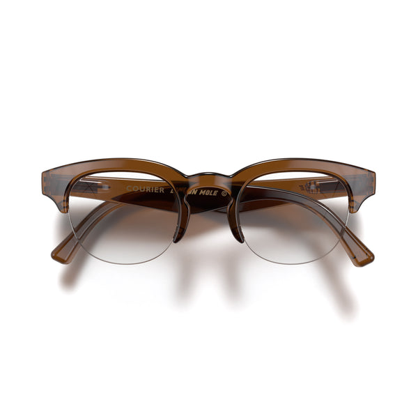 london mole Courier reading glasses in gloss transparent brown