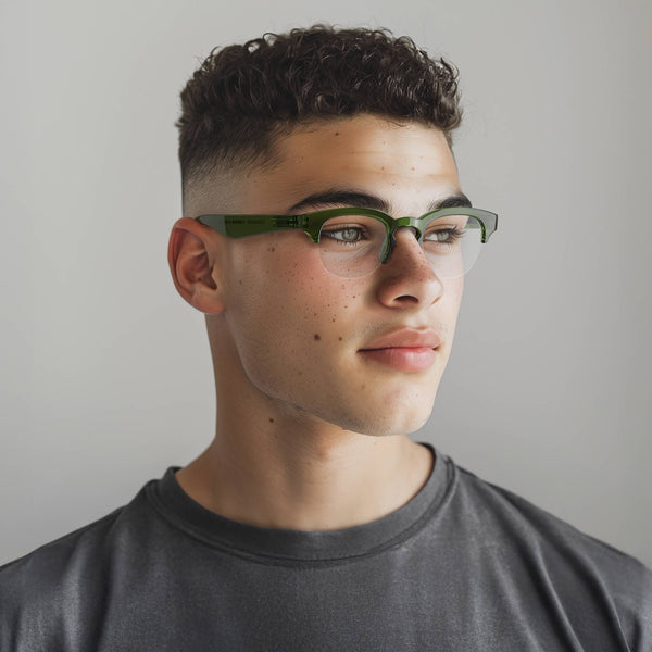 London Mole Courier Reading Glasses In Gloss Transparent Green