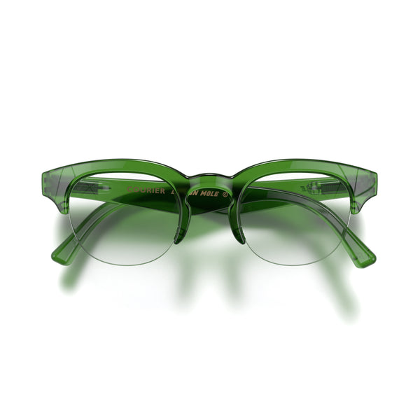 london mole Courier reading glasses in gloss transparent green