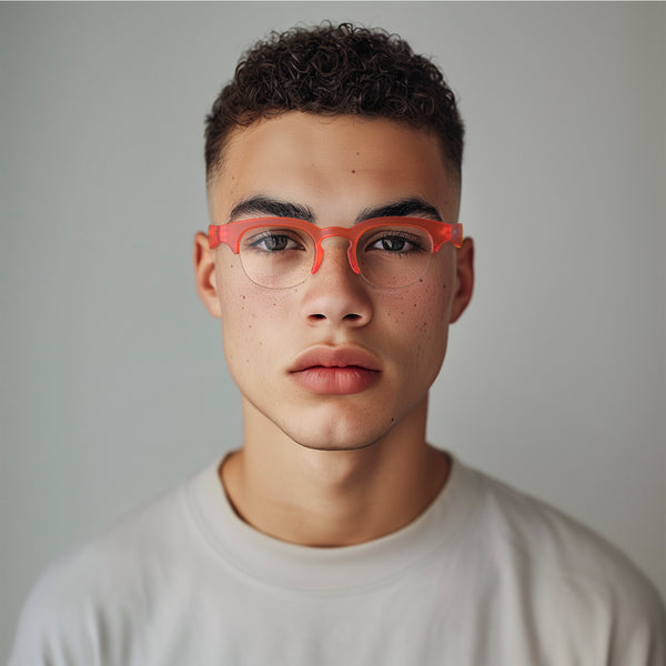 London Mole Courier Reading Glasses In Rubberised Fluorescent Transparent Orange