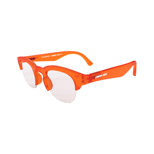 London Mole Courier Reading Glasses In Rubberised Fluorescent Transparent Orange