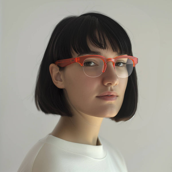 London Mole Courier Reading Glasses In Rubberised Fluorescent Transparent Orange