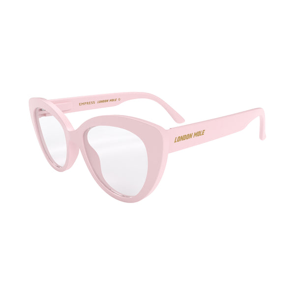 London Mole Empress Reading Glasses In Rubberised Blush Pink