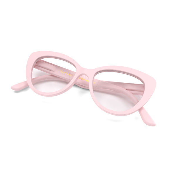 London Mole Empress Reading Glasses In Rubberised Blush Pink