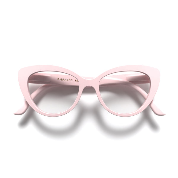london mole Empress reading glasses in rubberised blush pink