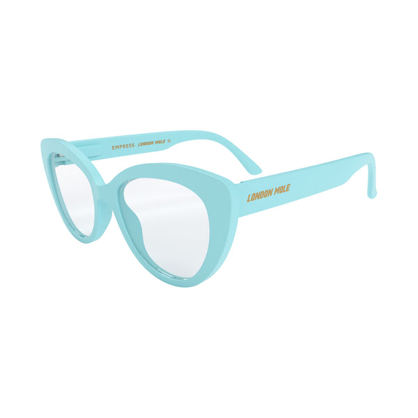 London Mole Empress Reading Glasses In Rubberised Powder Blue