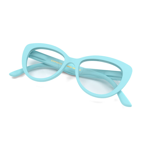London Mole Empress Reading Glasses In Rubberised Powder Blue