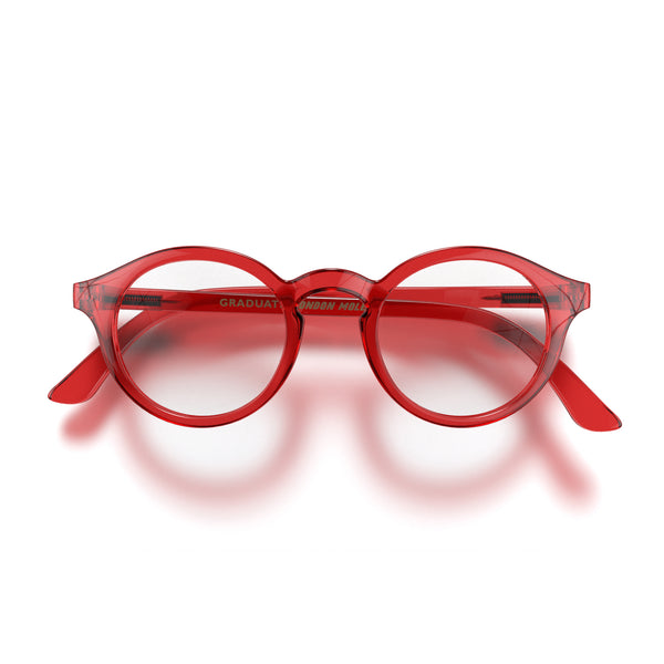 london mole Graduate reading glasses in gloss transparent red