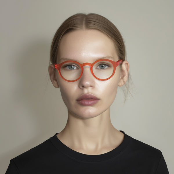 London Mole Graduate Reading Glasses In Rubberised Fluorescent Transparent Orange