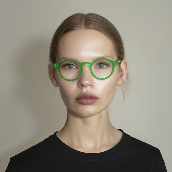 London Mole Graduate Reading Glasses In Rubberised Fluorescent Transparent Green